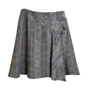 Nanette Lepore Plaid Wool Blend Asymmetrical Skirt Vintage Y2K Size 4 Academia
